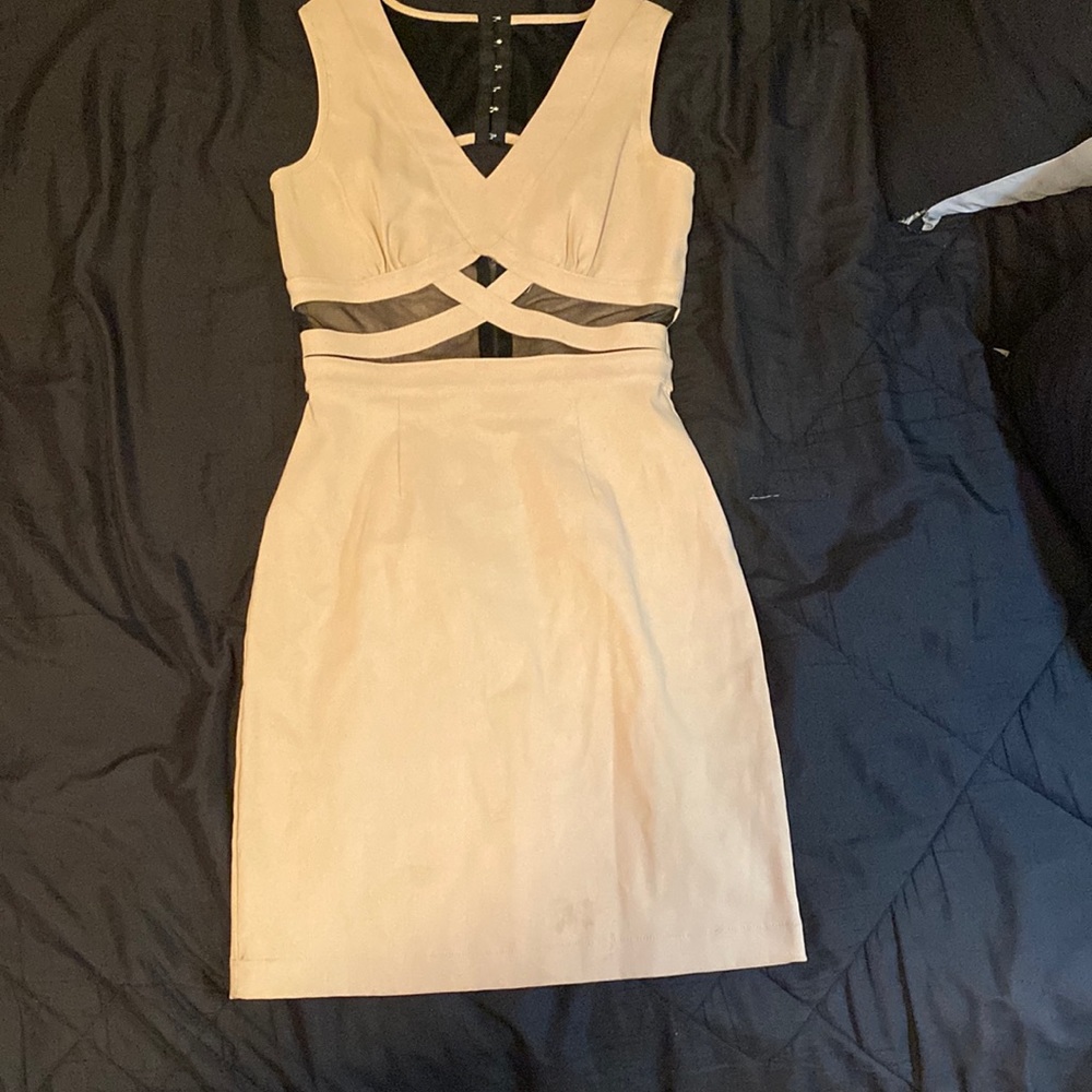 Tan /Sheer Black Dress